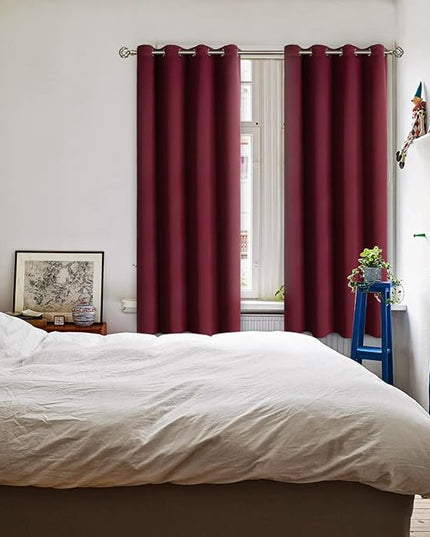 BGment Blackout Curtains - Grommet Thermal Insulated Room Darkening Bedroom and Living Room Curtains, Set of 2 Curtain Panels (52 x 63 Inch, Burgundy)