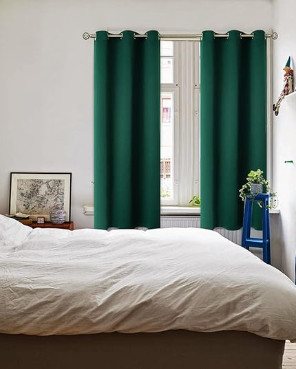 BGment Blackout Curtains for Bedroom - Grommet Thermal Insulated Room Darkening Drapes for Living Room, Set of 2 Panels (38 x 63 Inch, Emerald Green)