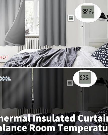 BGment 100% Blackout Curtains for Bedroom 84 Inch Length 2 Panels, Thermal Insulated Room Darkening Curtains Rod Pocket Soundproof Bedroom Living Room Window Curtains, Dove Grey, Each 52 Inch Wide