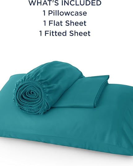 Bedsure Cooling Sheets Twin XL, Rayon Derived from Bamboo, Breathable & Soft Twin XL Sheet Sets, Deep Pocket Up to 16 Inches, Hotel Luxury Silky Dorm Bedding for Hot Sleepers, Turquoise