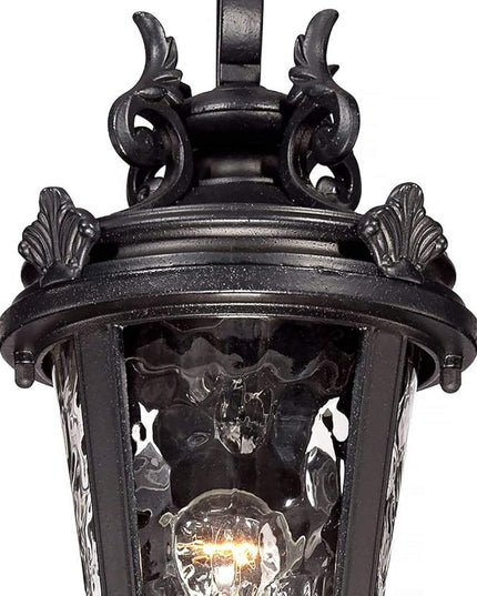 John Timberland Marseille Traditional Outdoor Wall Light Fixture Black Steel Scroll 19" Clear Hammered Glass Downbridge Arm for Exterior House Porch Patio Outside Deck Garage Front Door Home