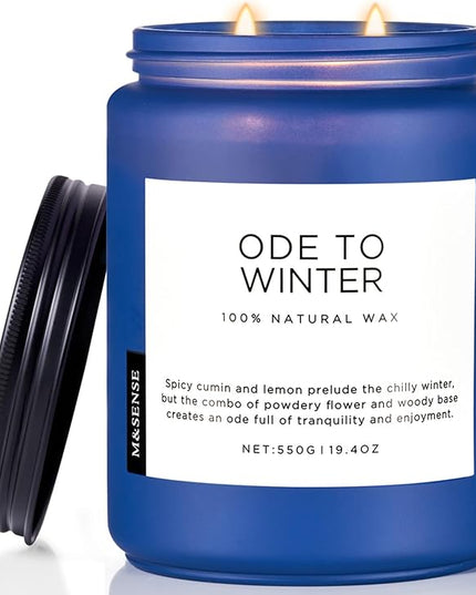 M&SENSE Ode to Winter Soy Candles Strong Scented, 2 Wick Jar Candle 19.4oz 110 Hour Long Lasting, Lavender Sandalwood Organic Natural Aromatherapy Candle Gifts Bedroom Bathroom Home Decor