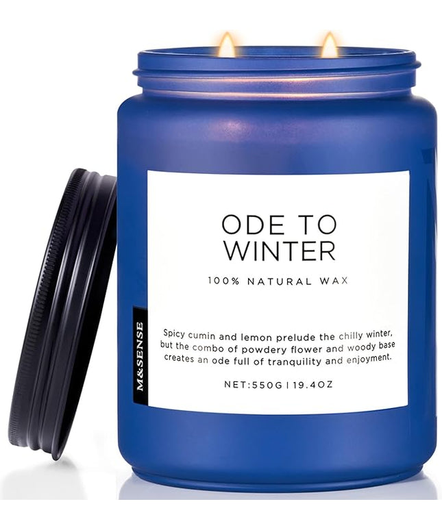 M&SENSE Ode to Winter Soy Candles Strong Scented, 2 Wick Jar Candle 19.4oz 110 Hour Long Lasting, Lavender Sandalwood Organic Natural Aromatherapy Candle Gifts Bedroom Bathroom Home Decor