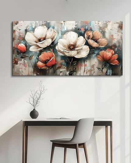 FUHAIHUA Canvas Wall Decor For Bedroom Large Wall Art For Living Room Office Decorations Boho Wall Pictures Flowers Landscape Paintings Artwork Aesthetic Posters Ready To Hang Home Decor 24x48 In