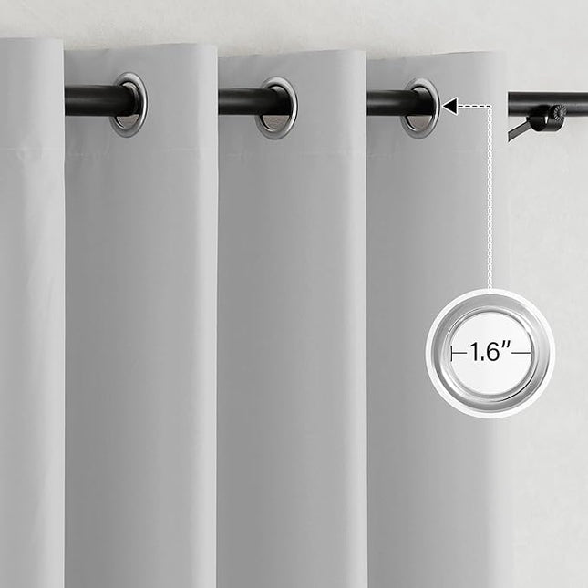 NICETOWN 100% Blackout Off White Curtains for Bedroom, Grommet Thermal Window Treatments Portable Curtains Lightweight Travel Shades for Living Room/Home Office, W52 x L63
