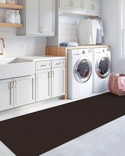 KOZYFLY Washable Runner Rug 3x12 ft Hallway Kitchen Runner Rugs with Rubber Backing Bobo Non Slip Entryway Runner Indoor, Long Carpet Runners for Hall Kitchen Entryway, Dark Coffee/Brown