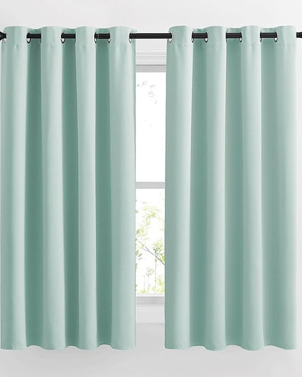 NICETOWN Aqua Blue Room Darkening Curtain Panels - Window Treatment Thermal Insulated Grommet Room Darkening Curtains/Panels/Drapes for Bedroom (2 Panels, 52 by 63, Aqua)
