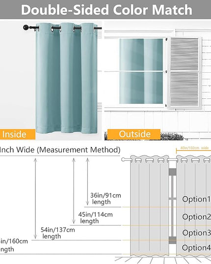 Simplebrand Aqua Curtains for Bedroom 63 Inch Length 2 Panels Set, Room Darkening Thermal Insulated Energy Saving Curtains for Nursery, Grommet Solid Soft Window Treatment Drapes, W40 x L63
