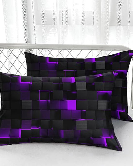 Geometric Violet Black Comforter Set,Light Honeycomb 3 Piece Bedding Set Twin Size for Teen Boys,Modern Bedding Quilt Set Geometry Decor,Microfiber Lightweight 1 Comforter 2 Pillowcases All Season