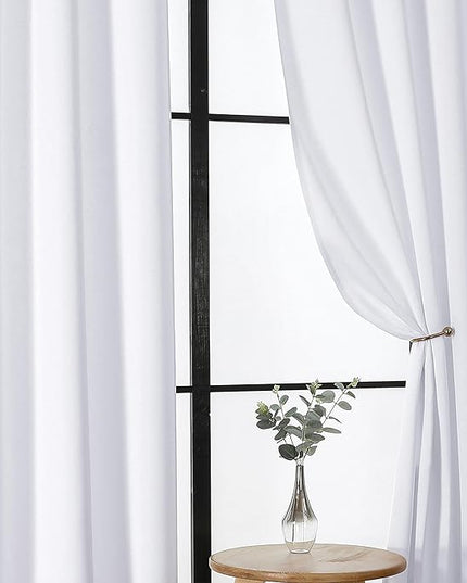 Gwine Short Light Filtering Curtains 36 Inches Long, Small Curtains Over Sink, Thermal Insulated Room Darkening Drapes for Bathroom Basement Patio Cabinet, 2 PCS, Each 40" Wx36 L, Pura White