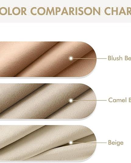 MIULEE Velvet Curtains Blush Beige Elegant Grommet Thermal Insulated Soundproof Room Darkening Curtains/Drapes for Classical Living Room Bedroom Decor 52 x 84 Inch Set of 2