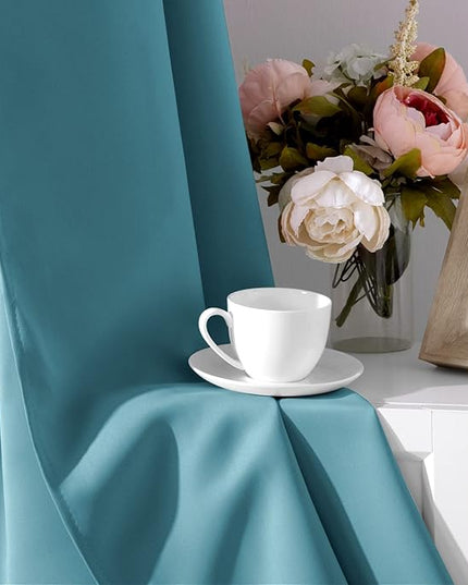 HOMEIDEAS Teal Blue Blackout Curtains for Bedroom 52 X 84 Inch Long 2 Panels Set Room Darkening Curtains/Drapes, Soundproof Thermal Grommet Window Curtains for Living Room