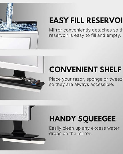 ToiletTree Products Fogless Shower Mirror with Squeegee - Anti-Fog Mirror - Adjustable Shaving Mirror with a Squeegee - Rust-Proof, Impact-Resistance Bathroom Shower Mirror