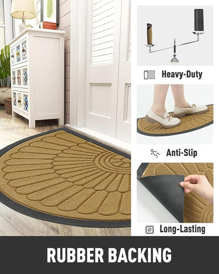 tchdio Door Mat Outdoor Indoor Entrance Doormat-Semicircular Durable Rubber Non Slip Front Door Mat for Outside Inside Entry Entryway Dirt Trapper WelcomeMat for Muddy Paws and Shoes-Yellow 24”x47”