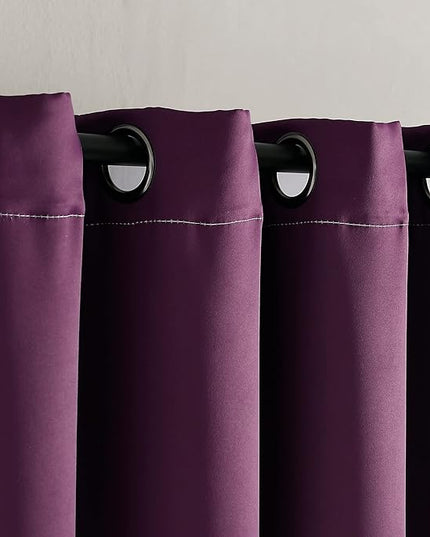 Lush Decor Alexander Color Block Light Filtering Window Curtain Panel Pair, 52"W x 84"L, Purple & Gray