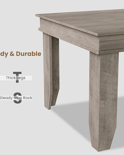 GarveeHome Farmhouse Dining Table for 6-8 People, 71 in Long Kitchen Tables with Wooden Sturdy Frame, 6 ft Large Rectangular Dinner Table for Dining Room, Kitchen, Grey, 71" Non-extendable