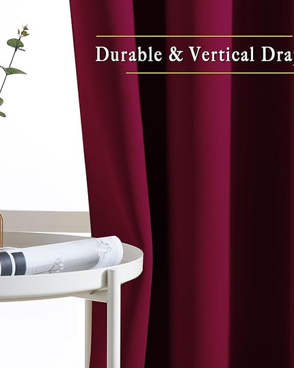 NICETOWN 84 inches Bedroom Curtains Panels - Functional Blackout Curtains/Panels for Bedroom, Thermal Insulated, Privacy Assured (Set of 2, 52 x 84 inches, Wine Red)