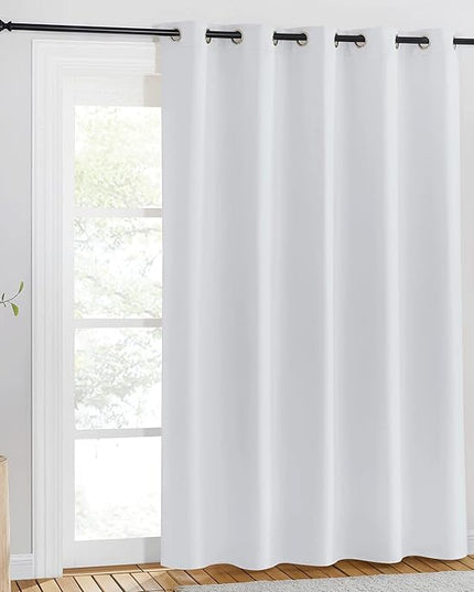 NICETOWN Room Darkening Curtain for Living Room - Easy Care Solid Thermal Insulated Grommet Doorway Window Curtain Drape for Bedroom (1 Panel, W66 by L84, Greyish White)