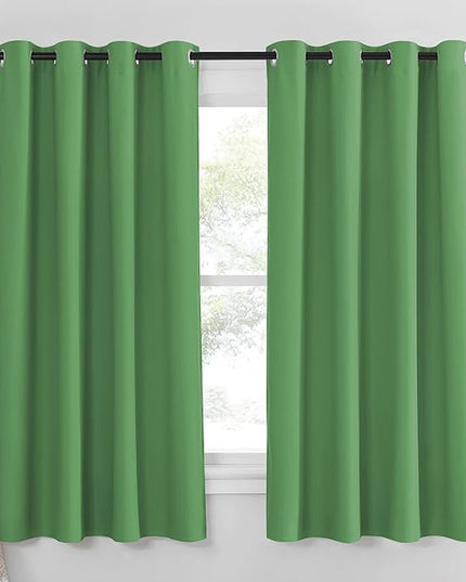 NICETOWN Blackout Curtain Panel 63 inch Long for Window - Thermal Insulated Solid Grommet Blackout Drape for Bedroom Living Room Kitchen (Single Panel, 52W x 63L, Froest Green)
