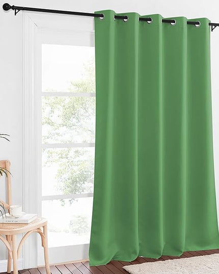 NICETOWN Sliding Door Window Treatment Blackout Patio Door Curtain Panels, Privacy Thermal Drapes for Bedroom Living Room Department with Grommet Top (Froest Green, W66 x L110)