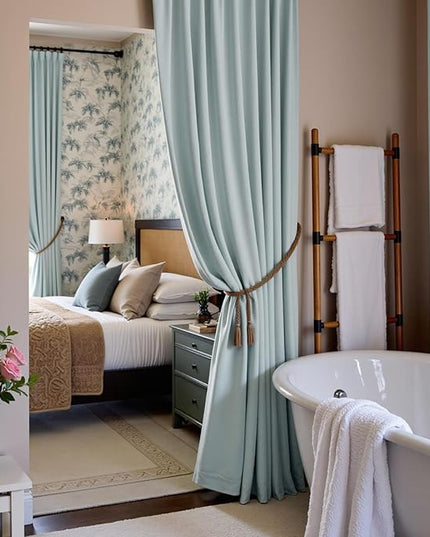 Lazzzy Velvet Blackout Curtains Thermal Insulated Room Window Drapes Super Soft Luxury Curtains for Living Room Bedroom Rod Pocket 2 Panels, Misty Blue, 52" W x 90" L