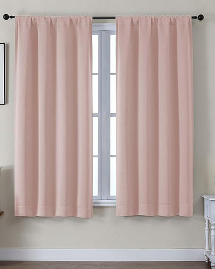 Gwine Blackout Curtains for Living Room 63 Inch Long, Thermal Insulated Window Treatment Black Out Curtains for Bedroom Decor with Rod Pocket, Each 40" Wx63 L, Blush Pink, 2PCS