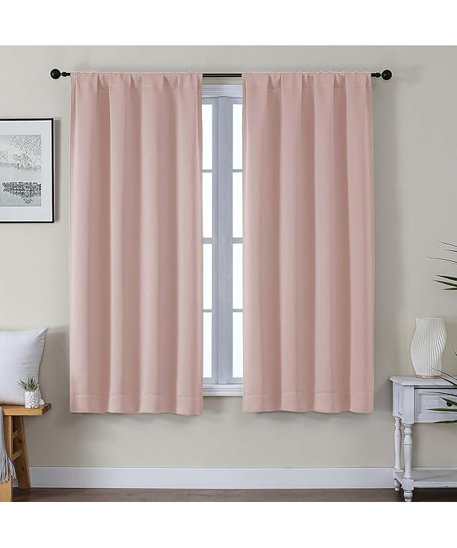 Gwine Blackout Curtains for Living Room 63 Inch Long, Thermal Insulated Window Treatment Black Out Curtains for Bedroom Decor with Rod Pocket, Each 40" Wx63 L, Blush Pink, 2PCS