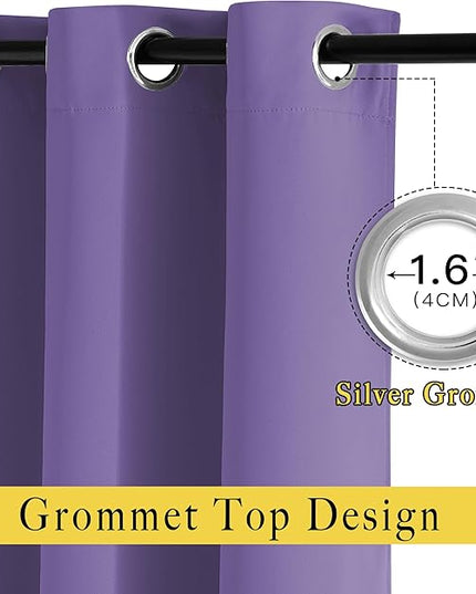 NICETOWN Blackout Curtain Panels 95" L - Window Treatment Energy Saving Thermal Insulated Solid Grommet Blackout Drapes for Living Room (Lilac Purple, 1 Pair, 80 by 95-Inch)