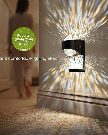 Night Light Plug into Wall, Color Changing Night Light, 3CCT Diamond Design with Galaxy Star Projector, Dusk to Dawn Sensor for Bathroom Bedroom Gaming Room Decor Gift,2 Pack