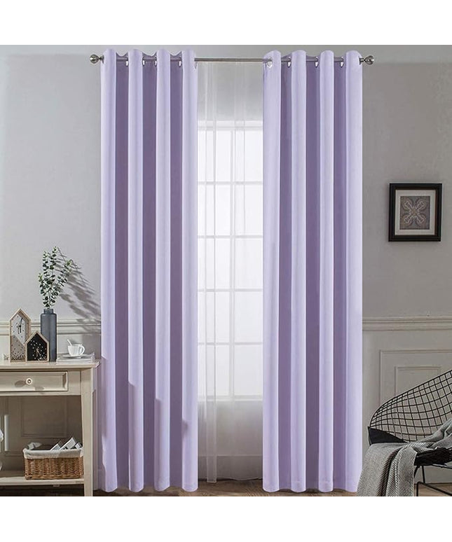Yakamok Thermal Insulated Solid Ring Top Blackout Window Curtains/Drapes with 2 Tie Backs Included (Two Panels, 52 x 96 Inch, Lilac)