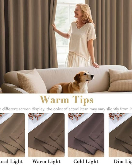 H.VERSAILTEX Ultra Soft Microfiber Thermal Insulated Antique Copper Grommet Blackout Curtains/Window Treatment Draperies 52 by 72 - Inch for Living Room/Bedroom, Set of 2 - Macchiato