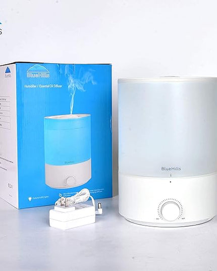 BlueHills Premium 4000 ml XL Essential Oil Diffuser 4L 4 Liter 70 Hour Run Humidifier Aromatherapy 1 Gallon Big Capacity High Mist Output for Large Room Home Mood Lights Long Run Diffuser White E401