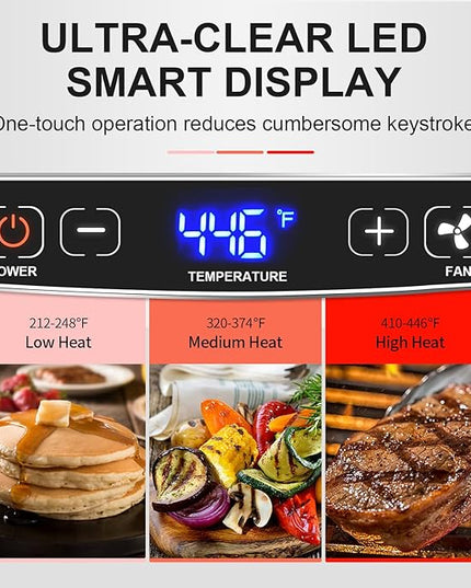 CUSIMAX Smokeless Grill, Electric Indoor Grill, 1500W Korean BBQ Grill with Non-stick Removable Grill/Griddle Plate, LED Smart Display & Tempered Glass Lid, Grey