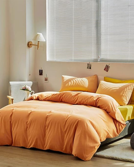 Luxlovery Peach Comforter Set Queen Peachy Pink Bedding Comforter Set Orange Pink Modern Solid Light Orange Blanket Quilts Candy Color 3 Piece Bedding Set for Queen Bed