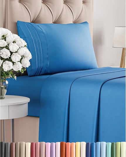 Twin Size 3 Piece Sheet Set - Comfy Breathable & Cooling Bed Sheets Set - Hotel Luxury Bedding for Women, Men, Kids, Teens, Boys & Girls - Deep Pockets, Soft and Wrinkle Free - Oeko-Tex - Royal Blue