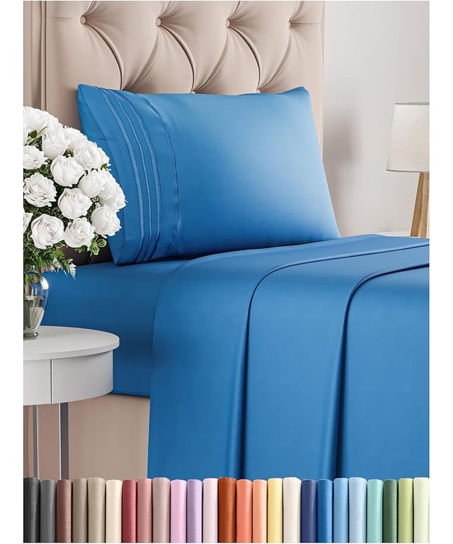 Twin Size 3 Piece Sheet Set - Comfy Breathable & Cooling Bed Sheets Set - Hotel Luxury Bedding for Women, Men, Kids, Teens, Boys & Girls - Deep Pockets, Soft and Wrinkle Free - Oeko-Tex - Royal Blue