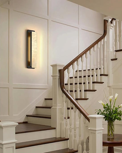 Alabaster Wall Sconces 20" Black Bathroom Vanity Light Indoor Natural Marble Bronze Alabaster Wall Lights for Living Room Modern Alabaster Wall Lighting for Dining Room Bedroom Stairs