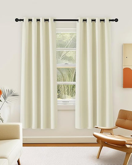 NICETOWN Room Darkening Curtain for Living Room - Energy Saving Thermal Insulated Grommet Room Darkening Curtain/Drape for Bedroom (1 Panel, 46 by 72, Beige)