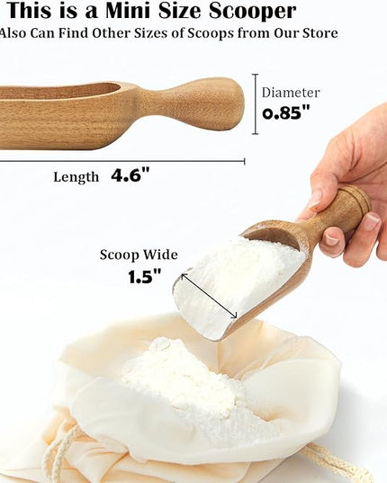 Wooden Scoops for Canisters 3PCS Wooden Scoop for Jars Acacia Small Measuring Spoons for Ground Coffee Scoops Shovel Kitchen Scooping for Tea Powder & Bath Salt Laundry Detergent Shove- Multipurpose