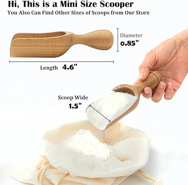 Wooden Scoops for Canisters 3PCS Wooden Scoop for Jars Acacia Small Measuring Spoons for Ground Coffee Scoops Shovel Kitchen Scooping for Tea Powder & Bath Salt Laundry Detergent Shove- Multipurpose