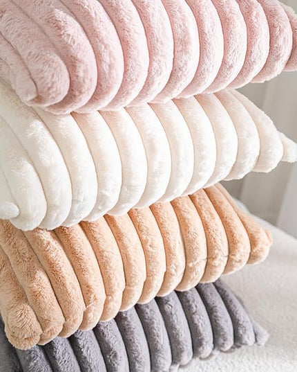 DEELAND Pack of 2,Double-Sided Faux Fur Plush Decorative Throw Pillow Covers Fuzzy Striped Soft Pillowcase Cushion Covers for Sofa Couch Bedroom