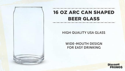 DISCOUNT PROMOS Beer Can Glasses Set of 10, 16 oz. Pint Sized, Soda Can Shape, Glassware, Clear