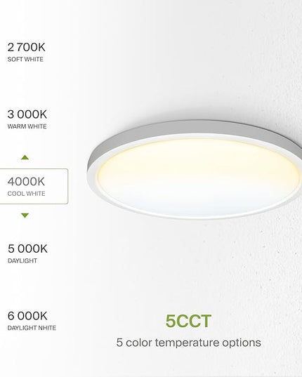 ASD LED 24" Round Flush Mount Ceiling Light Fixture, Low Profile Surface Lighting | 5CCT, Dimmable, Ultra-Thin, ETL Listed | 38W 2700LM 2700-6000K 100-277V | Kitchen, Hallway Lamp | White, 4 Pack