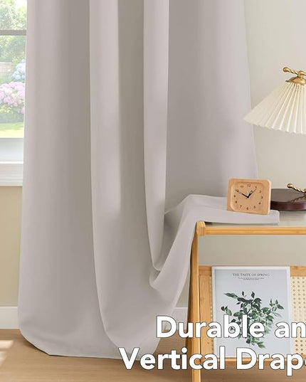 H.VERSAILTEX Premium Blackout Thermal Insulated Room Darkening Curtains for Bedroom/Living Room - Classic Grommet Top (2 Panels, Stone, 52 Inch by 72 Inch)