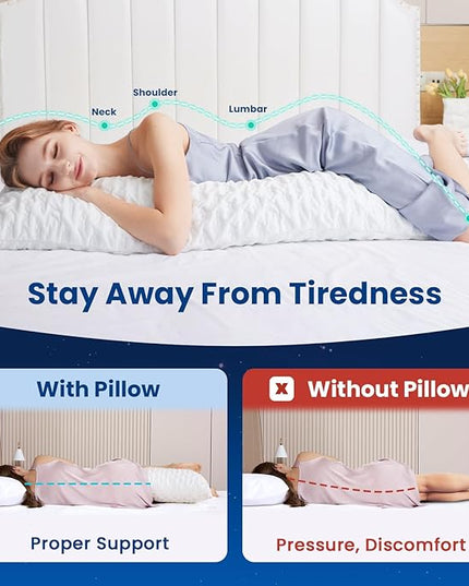 Body Pillow for Side Sleeper with Neck and Shoulder Pain,Adjustable Shredded Memory Foam Pillows, Cooling Pillow for hot Sleepers with Washable Cover, Bed Pillows for Adults, Original White