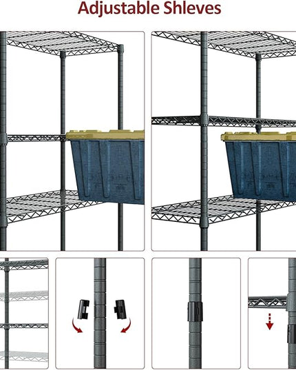 IZEUK 4-Tier Outdoor Metal Storage Shelving Unit, Heavy Duty Wire Rack Organizer with Rust-Resistant and Corrosion-Proof Coating (Grey, 17.7" D x 35.43" W x 59" H)