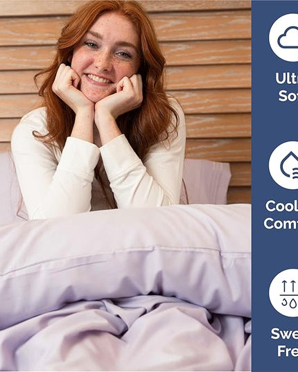 Split King Size 5 Piece Sheet Set - Comfy Breathable & Cooling Bed Sheets Set - Hotel Luxury Bedding for Women, Men, Kids, Teens, Boys & Girls - Deep Pockets, Soft, Wrinkle Free - Oeko-Tex - Light Lav