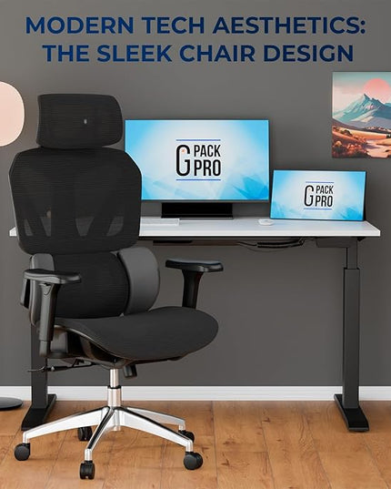 Ergonomic Office Chair – Mesh Office Chair with Headrest, Adjustable Armrest and Lumbar Support – Holds Up to 290lbs (GPP-MAX-90)