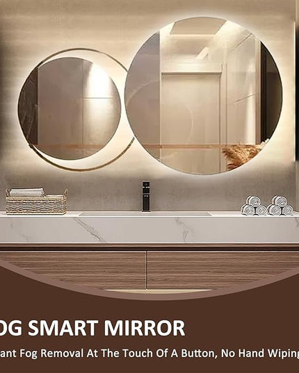 Floating Wood Bathroom Vanity - 2 Large Deep Drawer & Marble Countertop & Open Shelf | Bathroom Led Mirror, Bathroom Vanity with Sink (30'')