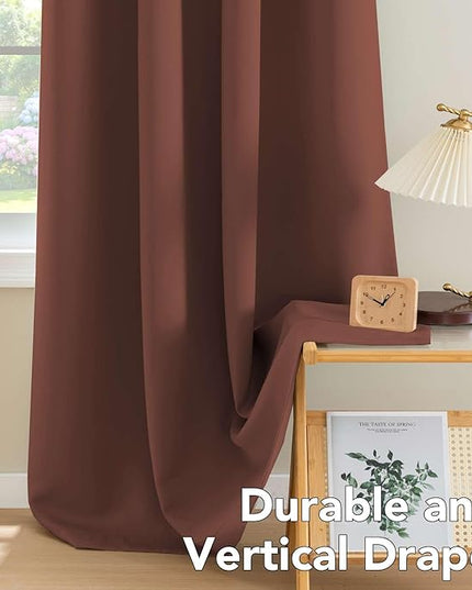 H.VERSAILTEX Blackout Curtains for Bedroom Thermal Insulated Room Darkening Living Room Curtains 63 Inch Long Grommet Privacy Protection Window Curtain Panels/Drapes for Nursery, 2 Panels, Rust